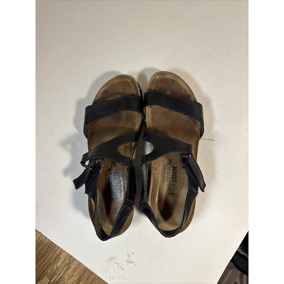 NAOT sandals black leather Pamela wedge size 38 W7 Ladies - Picture 6 of 8